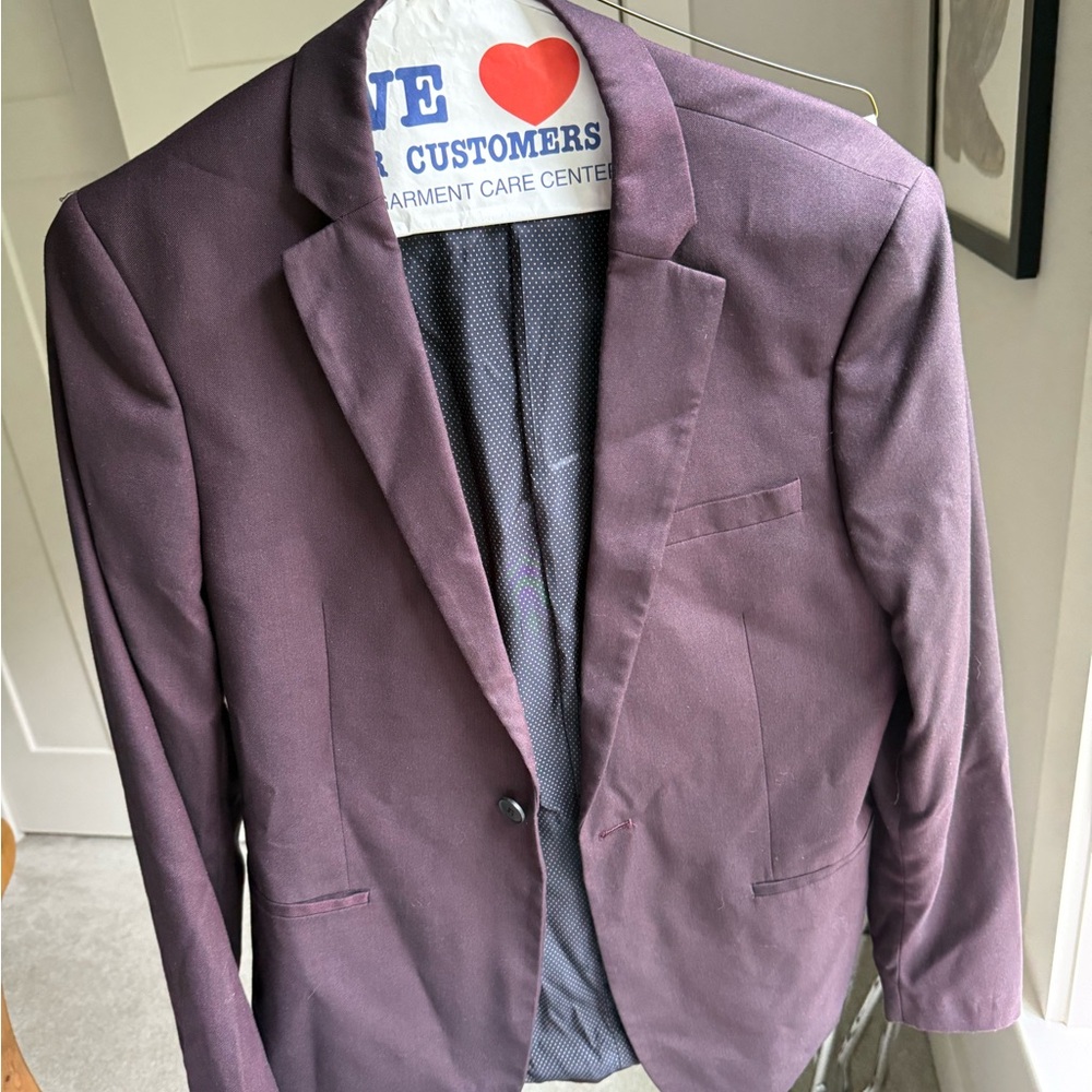 Topman Maroon Slim-Fit Suit